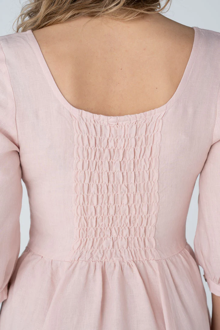 Carmen – Puff Sleeve Linen Midi Dress - Image 35