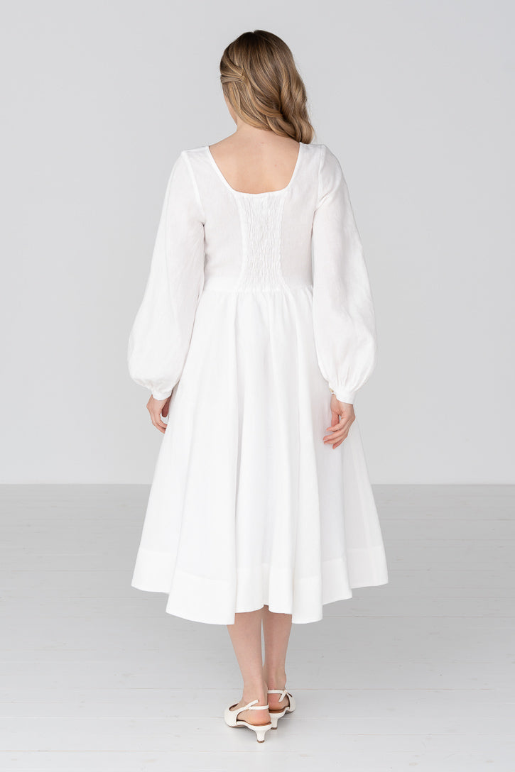Carmen – Linen Midi Dress with Long Sleeves - Image 7