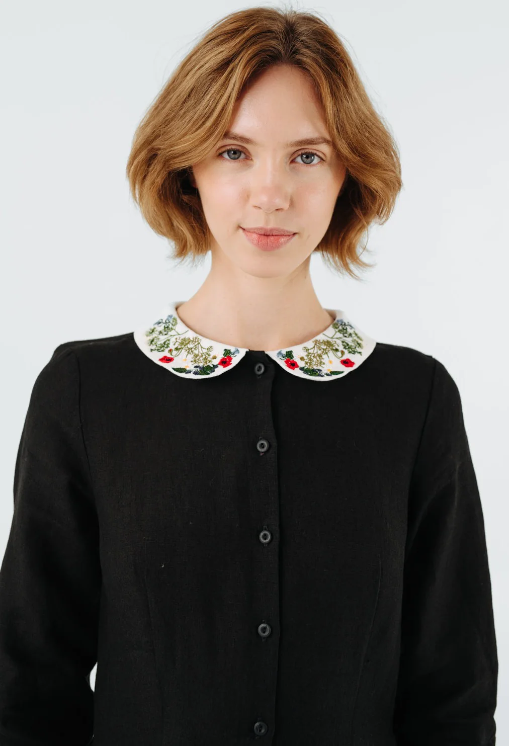 Classic Dress with Embroidered Garden Collar, Long Sleeve - Image 6