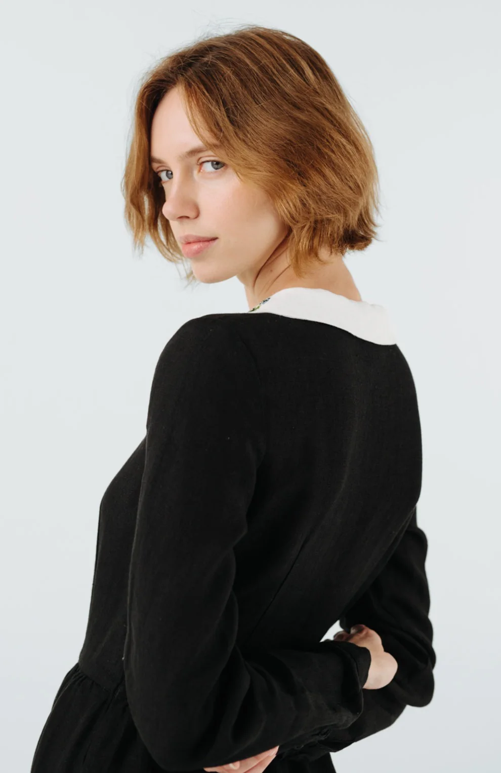 Classic Dress with Embroidered Garden Collar, Long Sleeve - Image 8