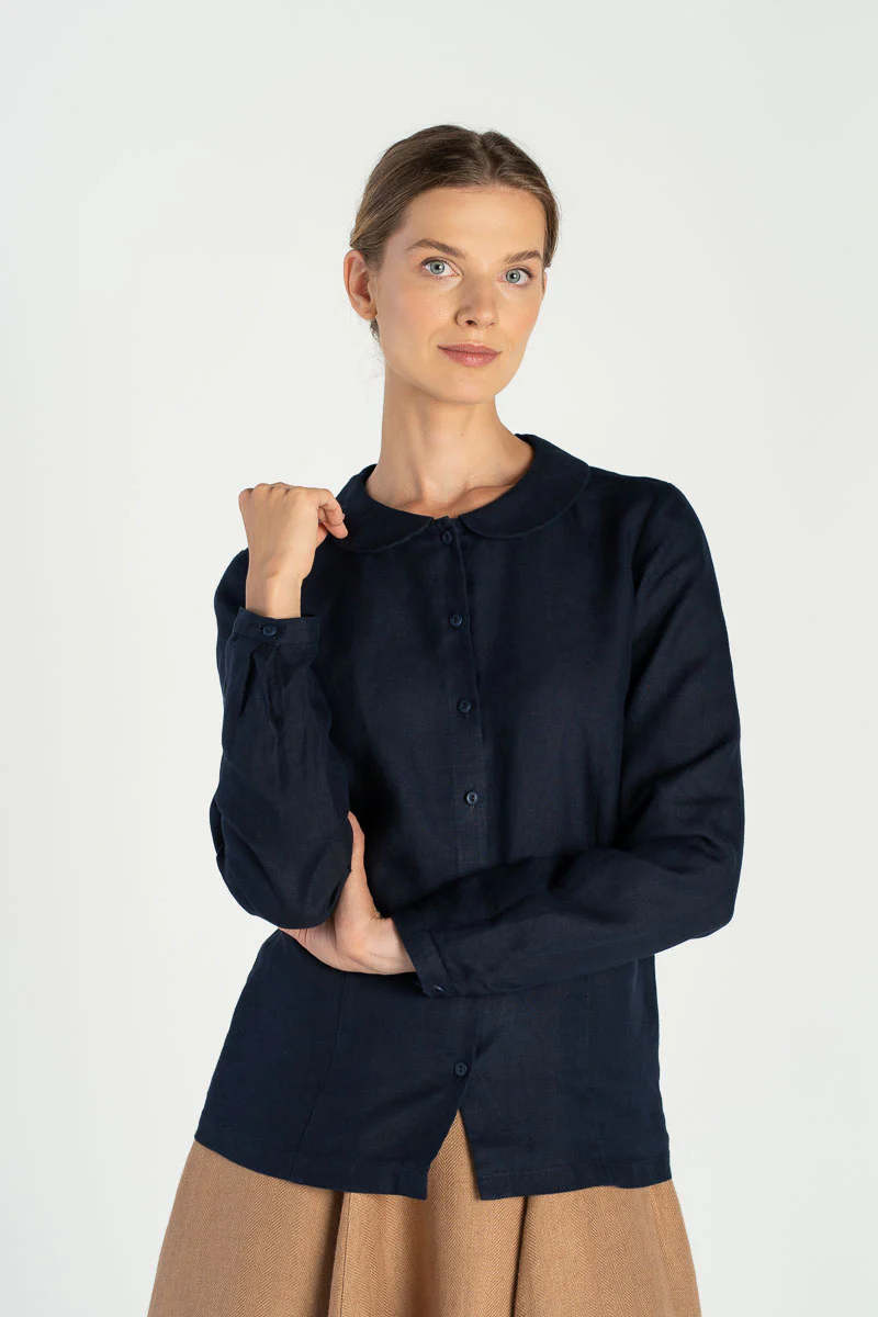 Classic – Linen Shirt with Peter Pan Collar - Image 5