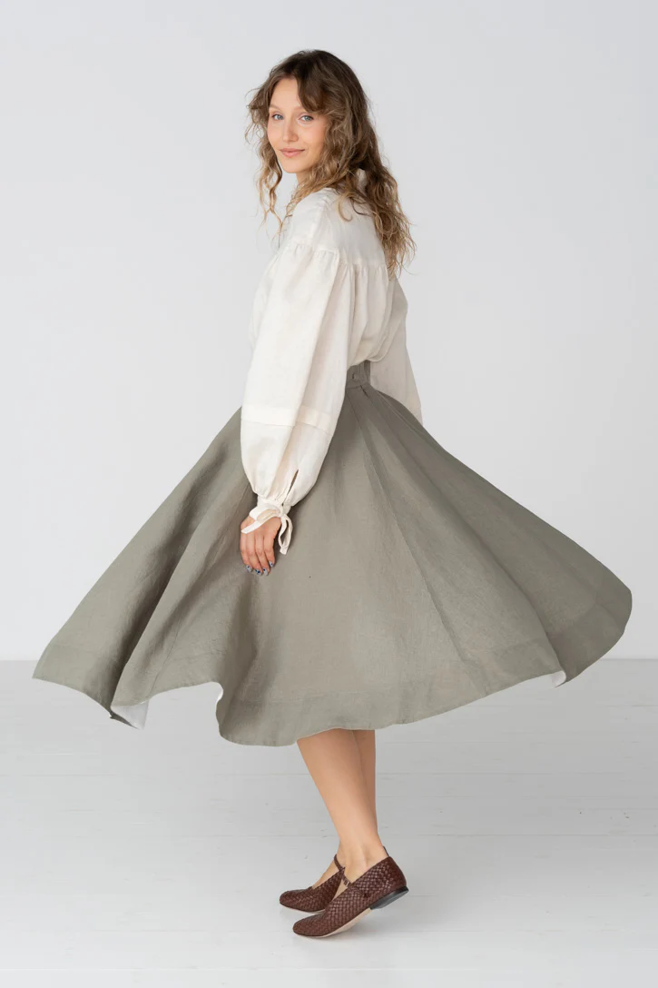 Classic – Full-Circle Linen Midi Skirt - Image 31