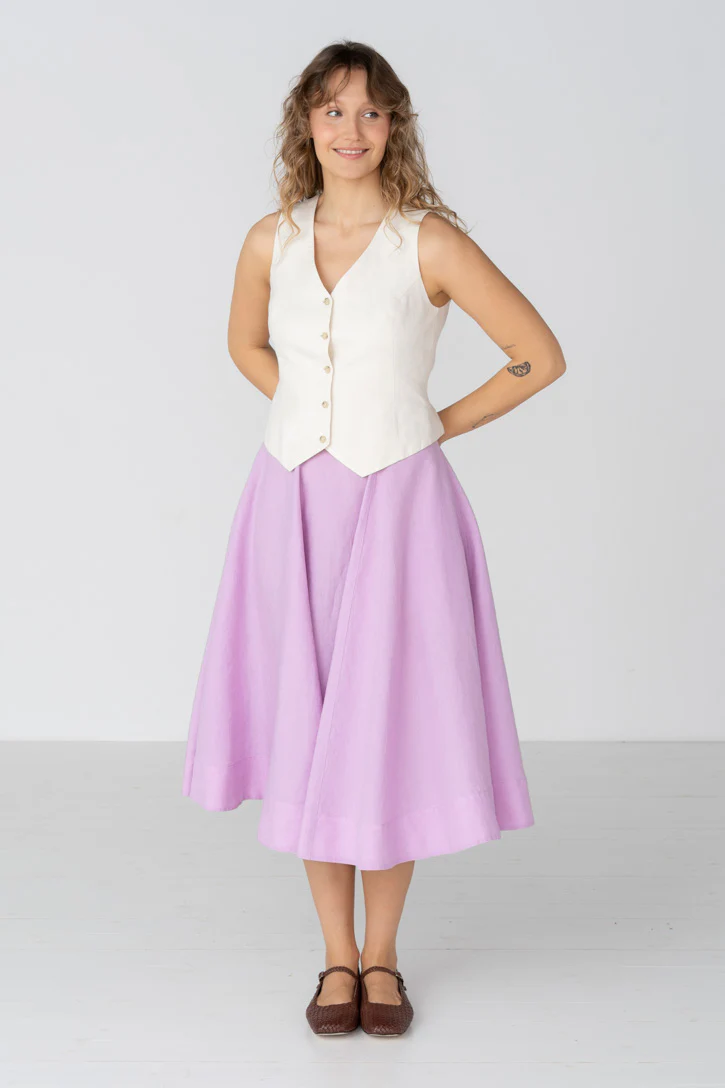 Classic – Full-Circle Linen Midi Skirt - Image 37