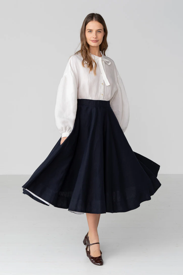 Classic – Full-Circle Linen Midi Skirt - Image 9