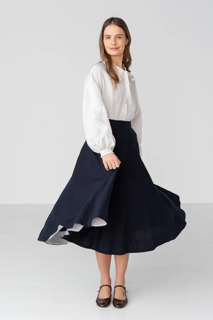 Classic – Full-Circle Linen Midi Skirt - Image 16