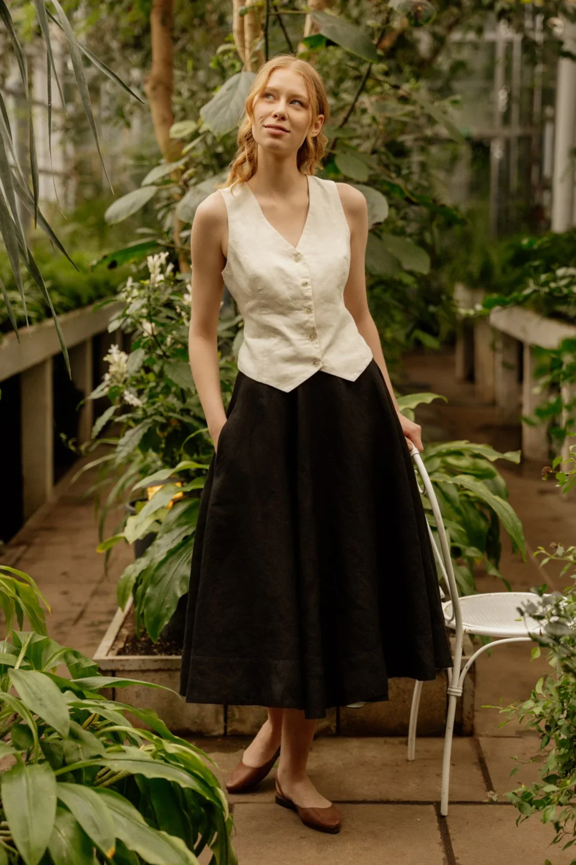 Classic – Full-Circle Linen Midi Skirt - Image 8