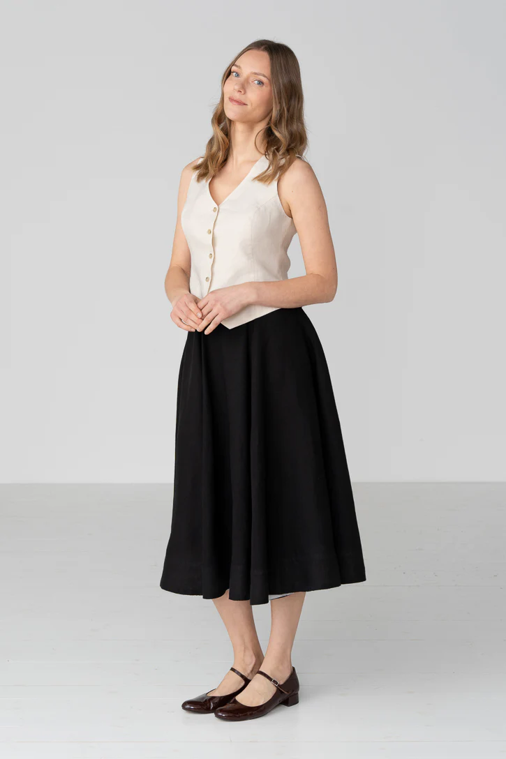 Classic – Full-Circle Linen Midi Skirt - Image 6