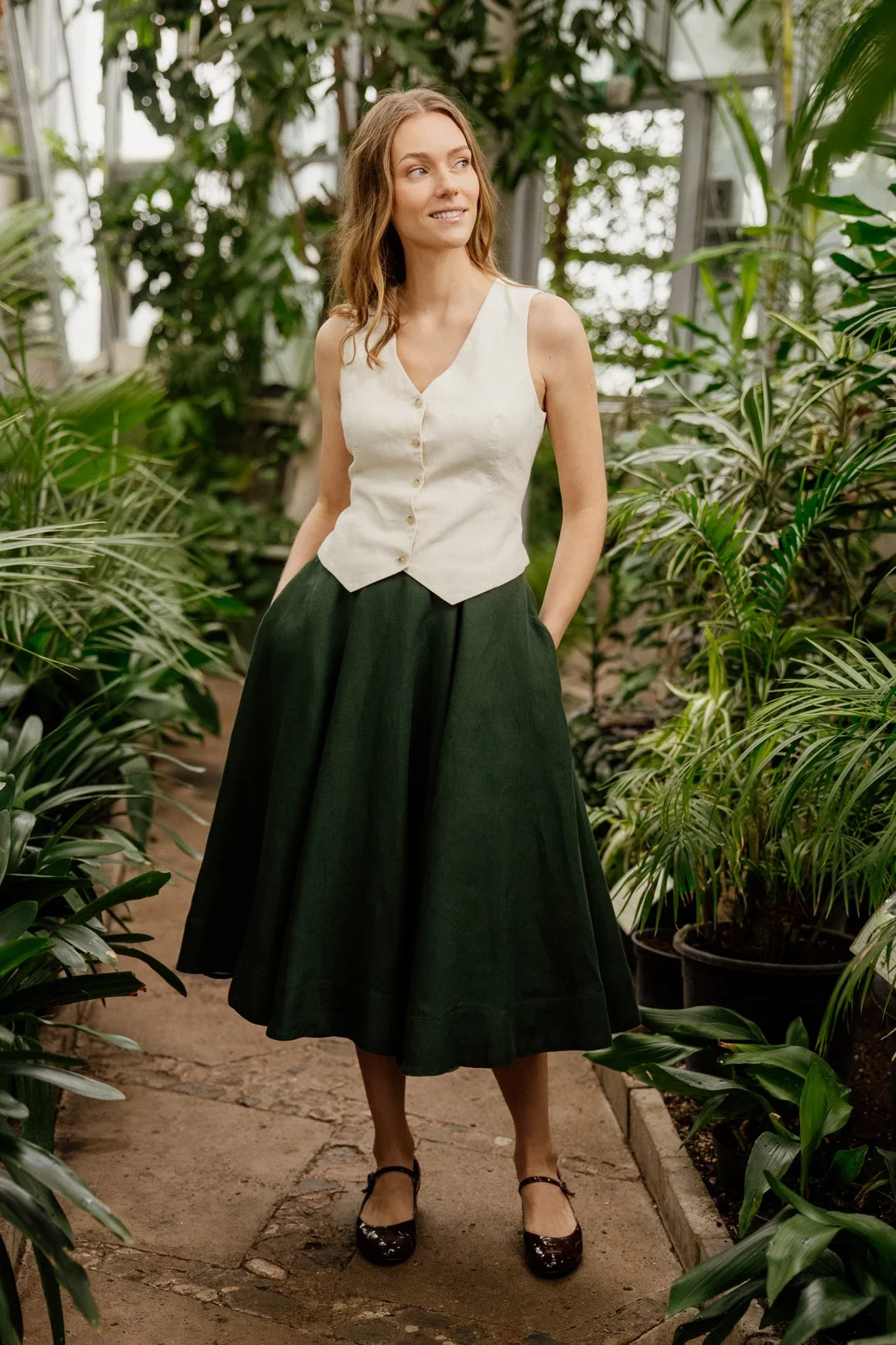 Classic – Full-Circle Linen Midi Skirt - Image 8