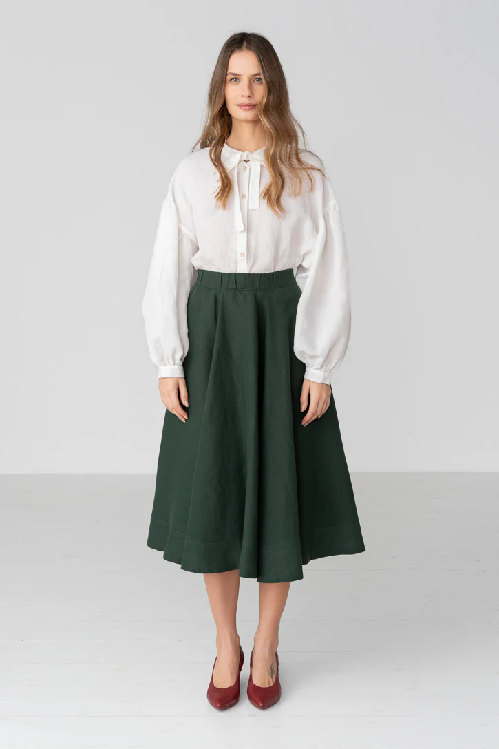 Classic – Full-Circle Linen Midi Skirt - Image 26