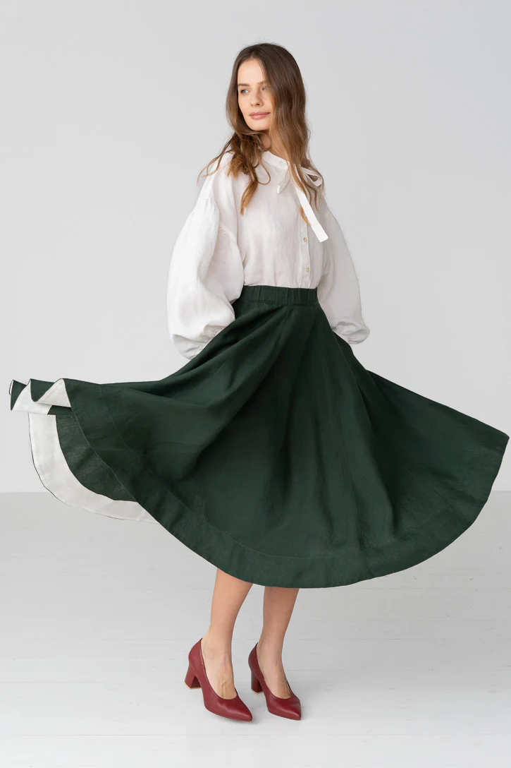 Classic – Full-Circle Linen Midi Skirt - Image 29