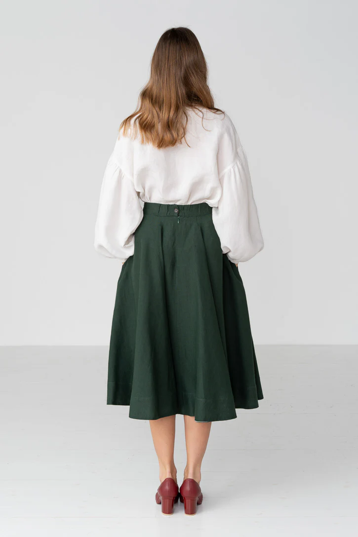 Classic – Full-Circle Linen Midi Skirt - Image 30