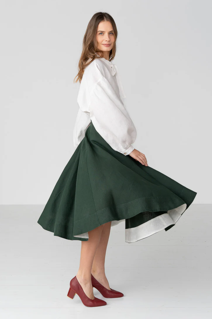 Classic – Full-Circle Linen Midi Skirt - Image 31