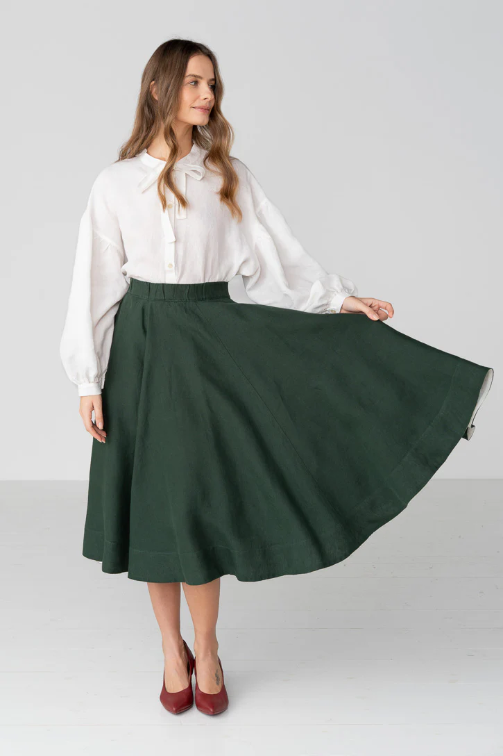 Classic – Full-Circle Linen Midi Skirt - Image 32