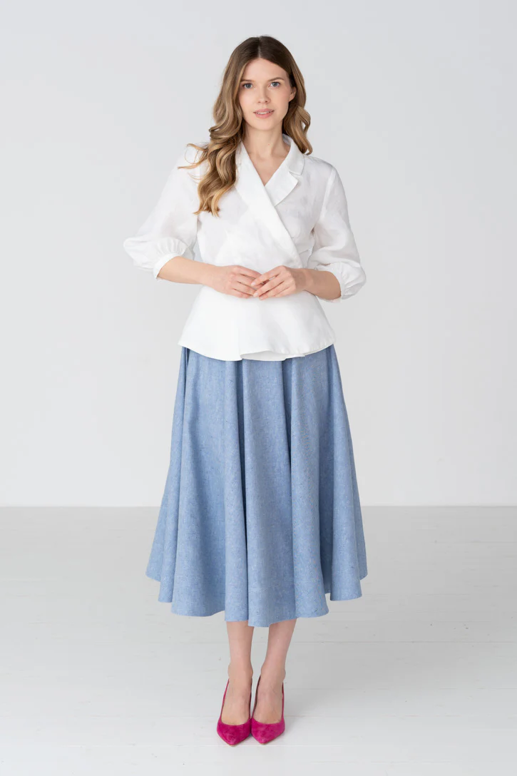 Classic – Full-Circle Linen Midi Skirt - Image 2