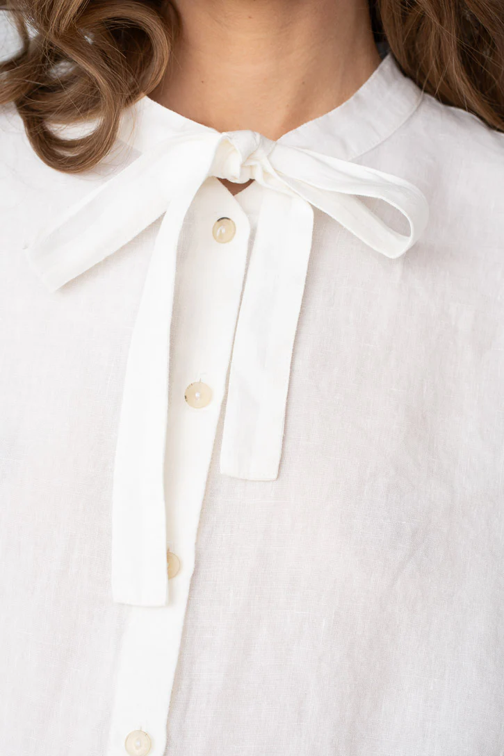 Clementine – Linen Shirt with Bow-Tie Collar - Image 11