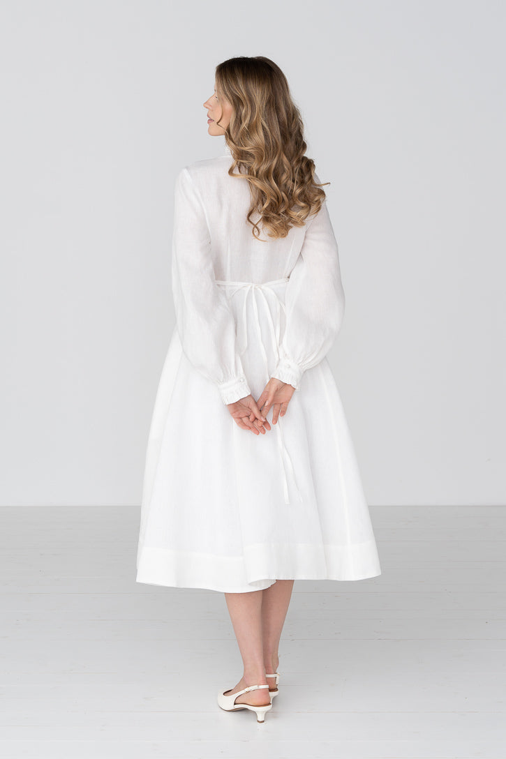 Darcy – Linen Wrap Dress with Ruffled V-Neckline - Image 6