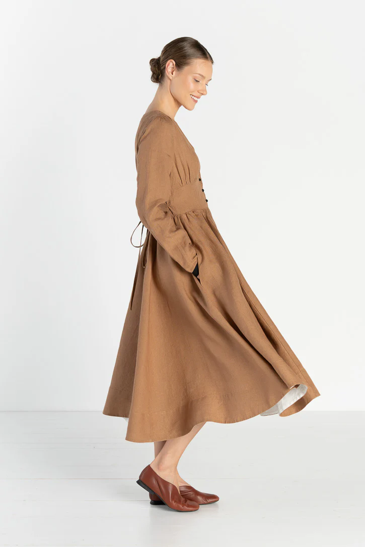 Diane – V-Neck Linen Midi Dress - Image 7
