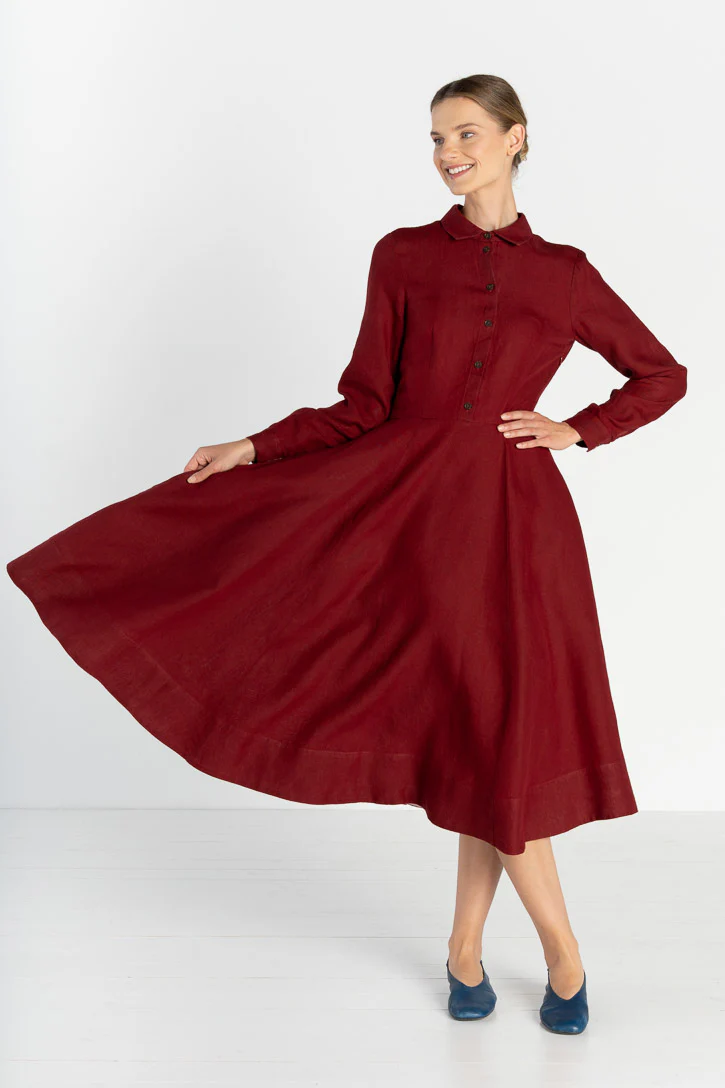 Frida – Linen Dress with Shirt Collar - Image 9