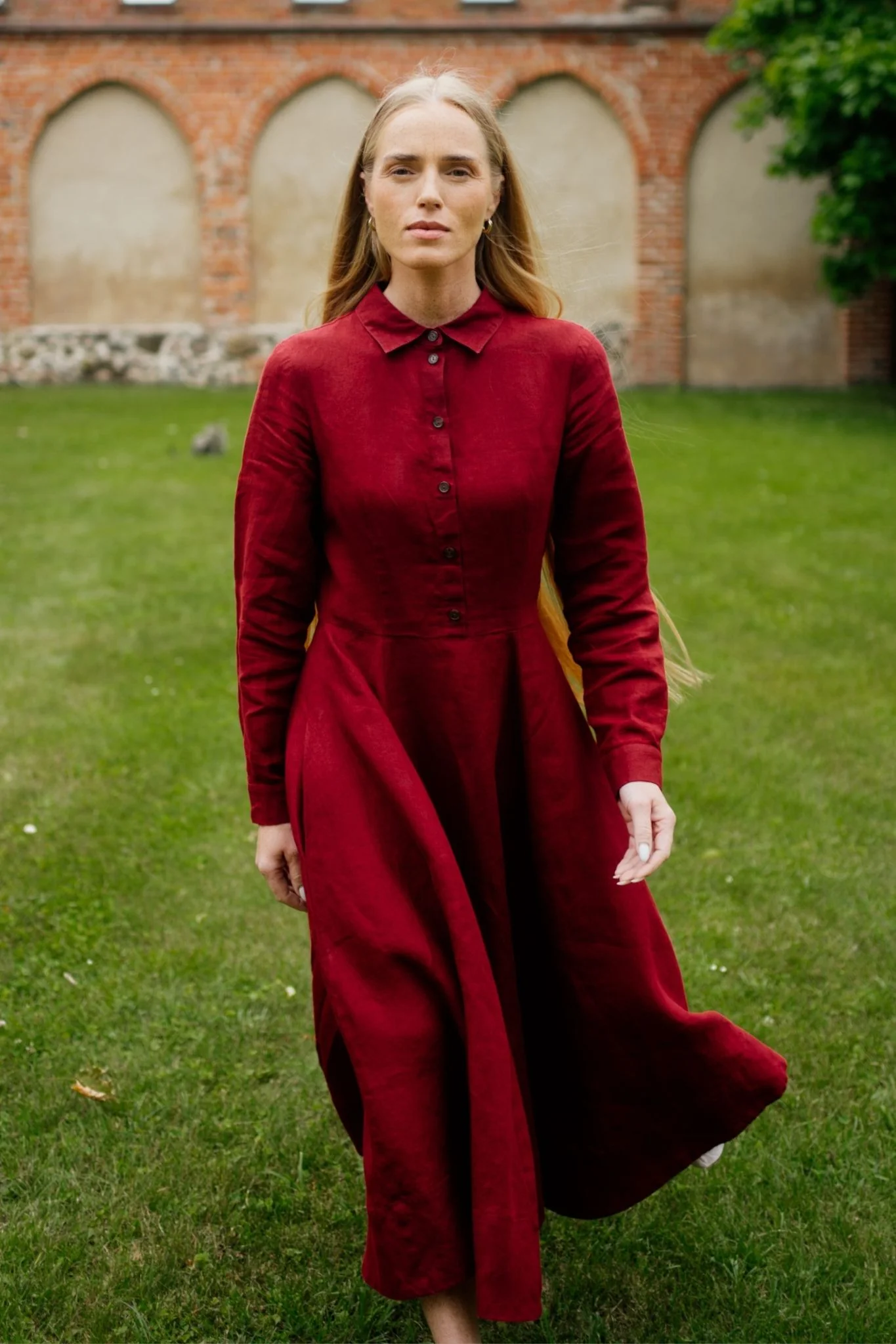 Frida – Linen Dress with Shirt Collar - Image 8