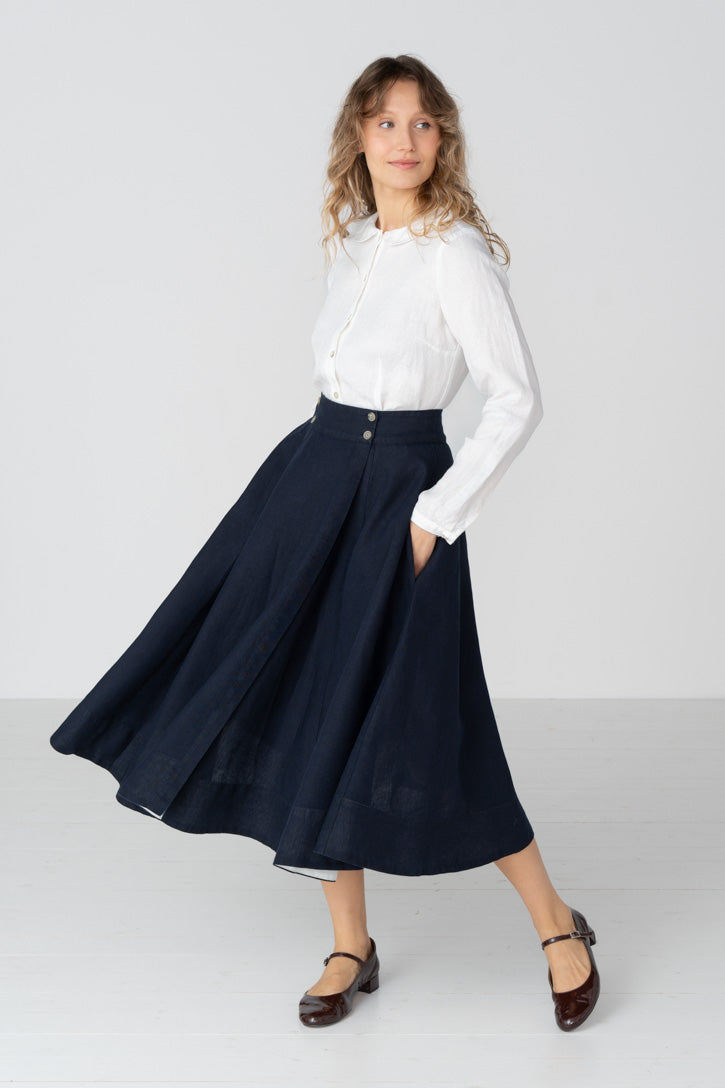 Lilly – Linen Midi Skirt with Button Closure - Image 4