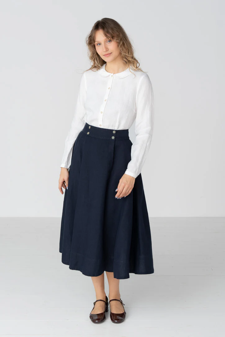 Lilly – Linen Midi Skirt with Button Closure - Image 6