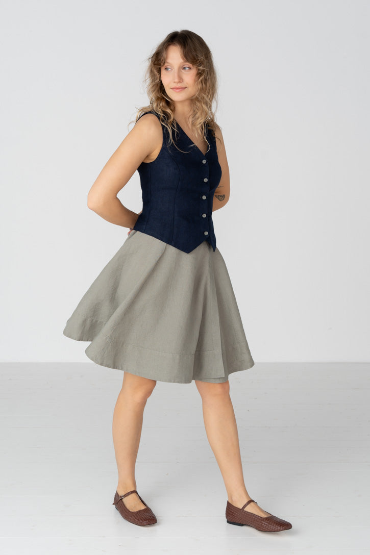Wrap – Full-Circle Linen Mini Skirt - Image 31