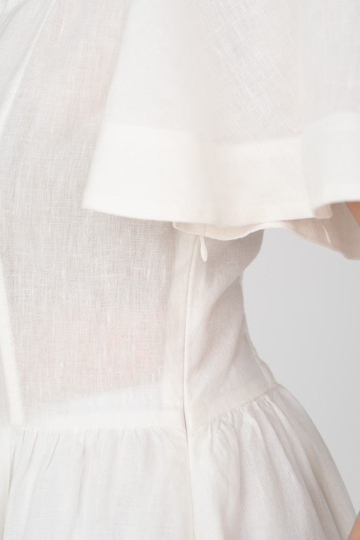 Nora – Square Neck Linen Dress with Butterfly Sleeves - Image 4