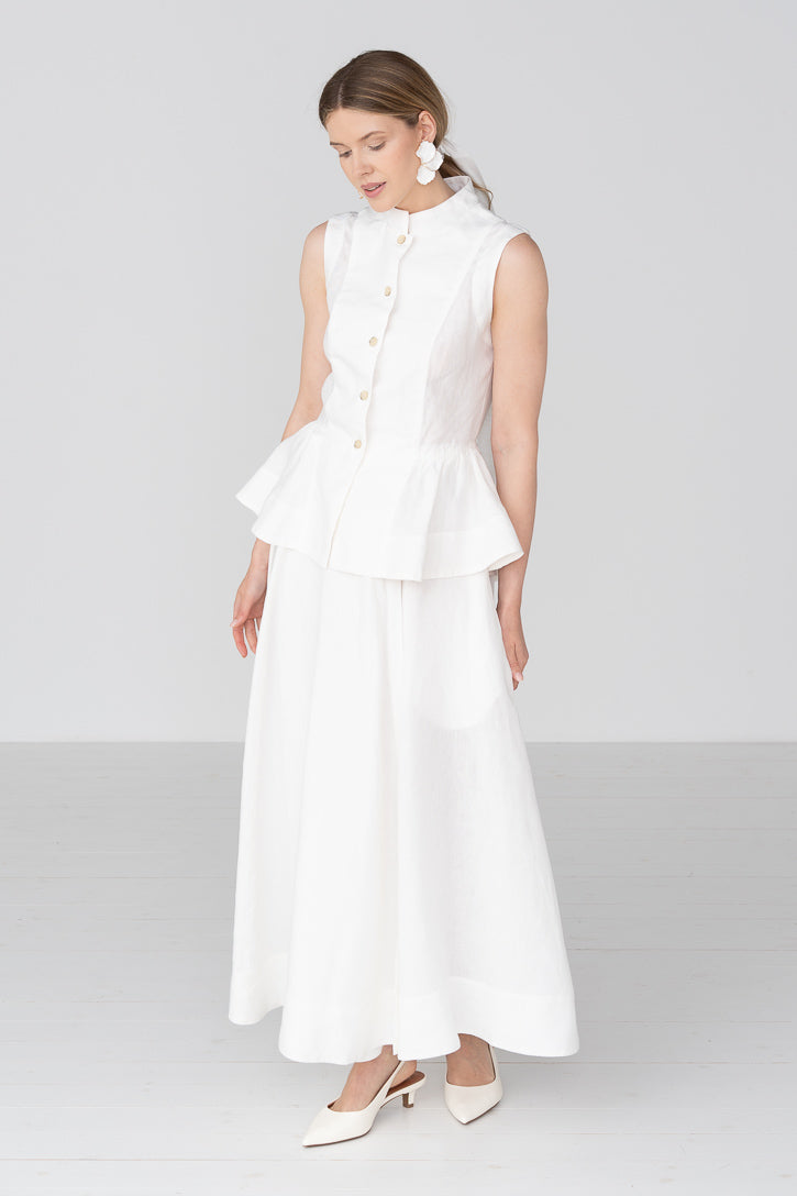 Peplum – Linen Vest with Mandarin Collar - Image 5