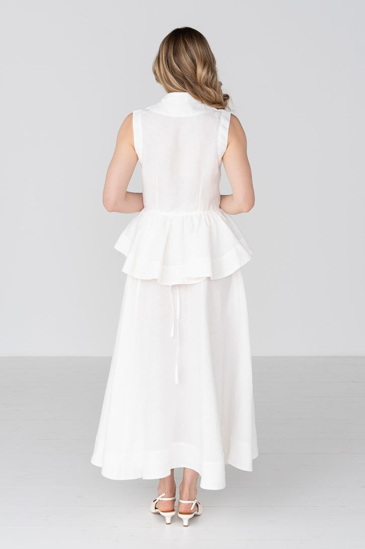 Peplum – Linen Vest with Mandarin Collar - Image 8