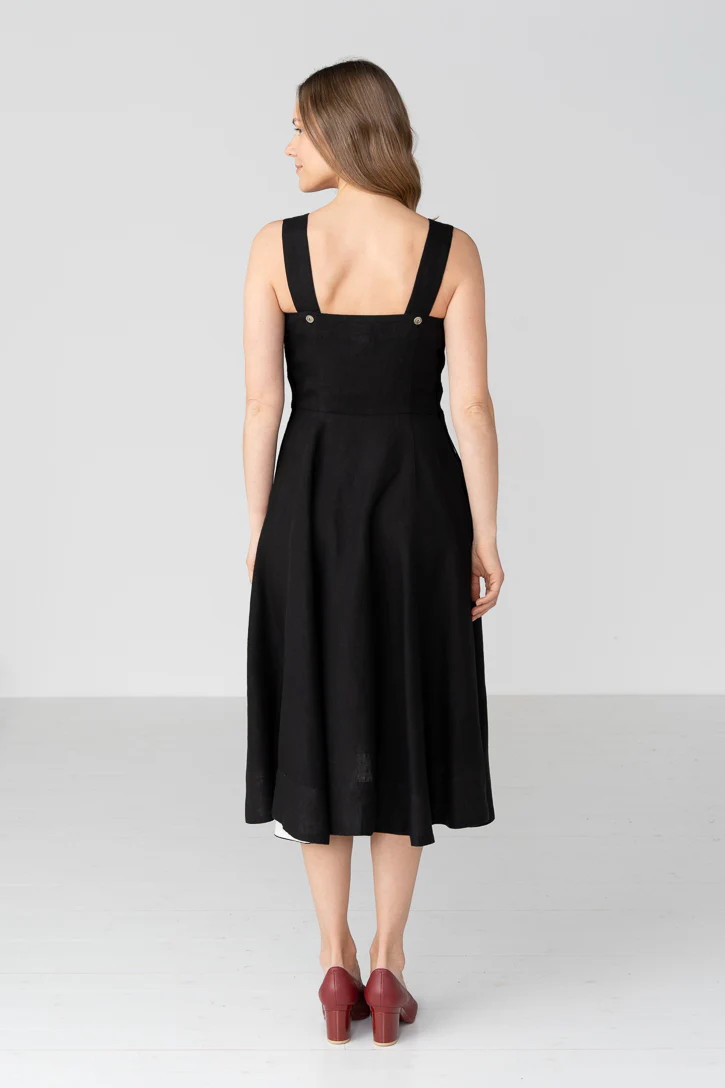 Pinafore – Sleeveless Linen Midi Dress - Image 6
