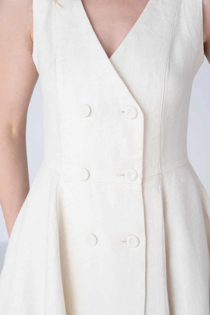 Rosa – Midi Linen Dress with Double-Button Front - Image 11