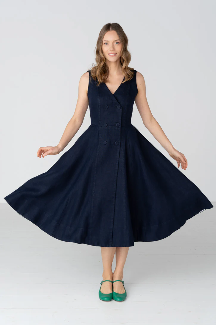 Rosa – Midi Linen Dress with Double-Button Front - Image 18