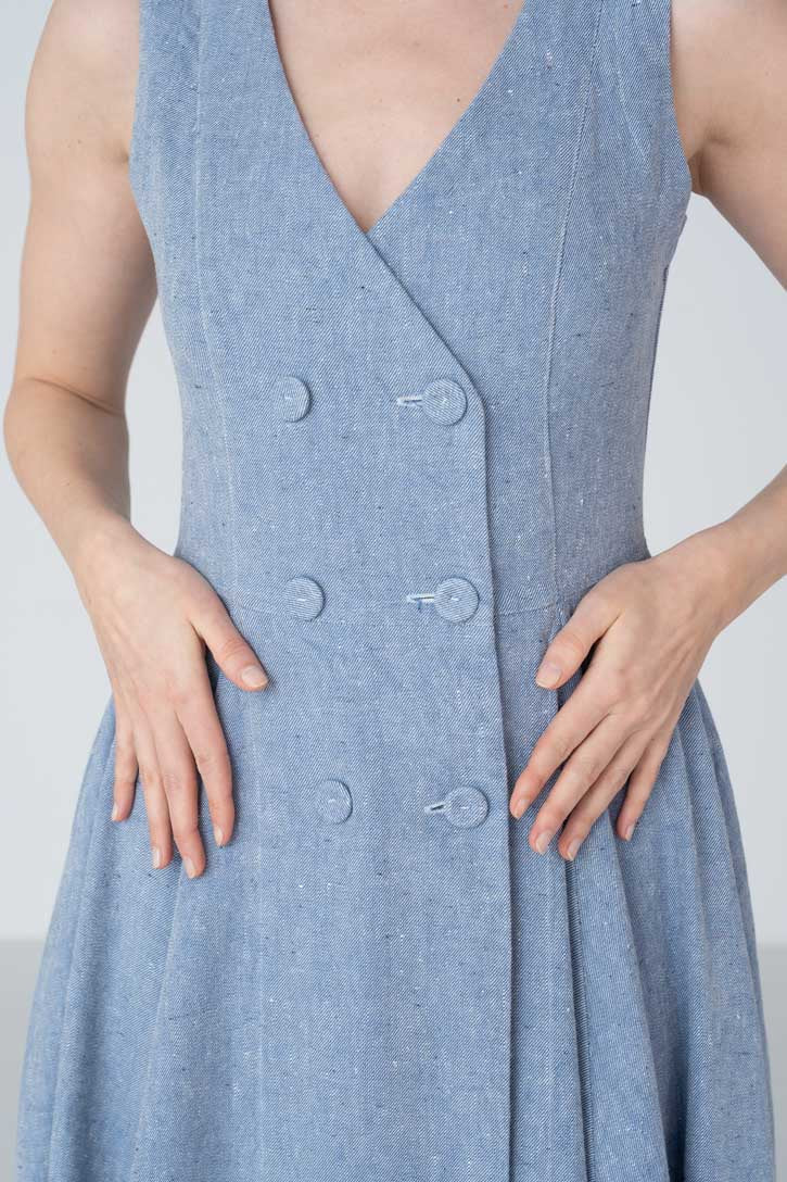 Rosa – Midi Linen Dress with Double-Button Front - Image 3