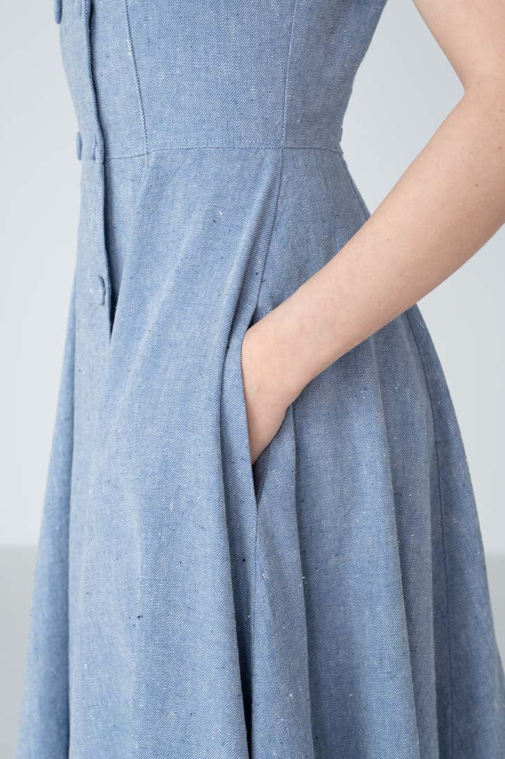 Rosa – Midi Linen Dress with Double-Button Front - Image 4