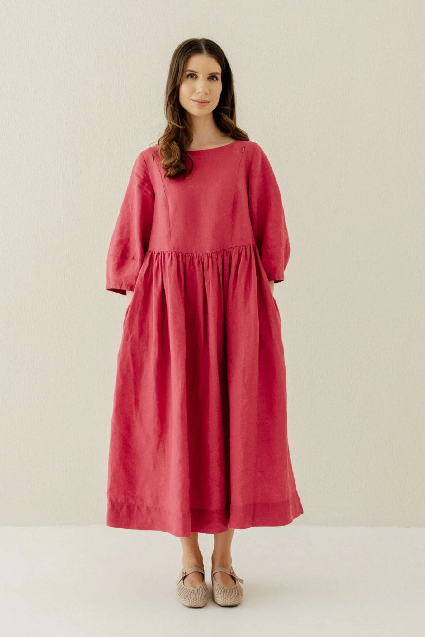 Smock Gaia Nursing Dress, 3/4 Sleeve, Night Navy - Image 15