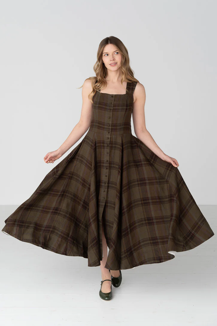 Underhill – Square-Neck Linen Midi Dress - Image 13