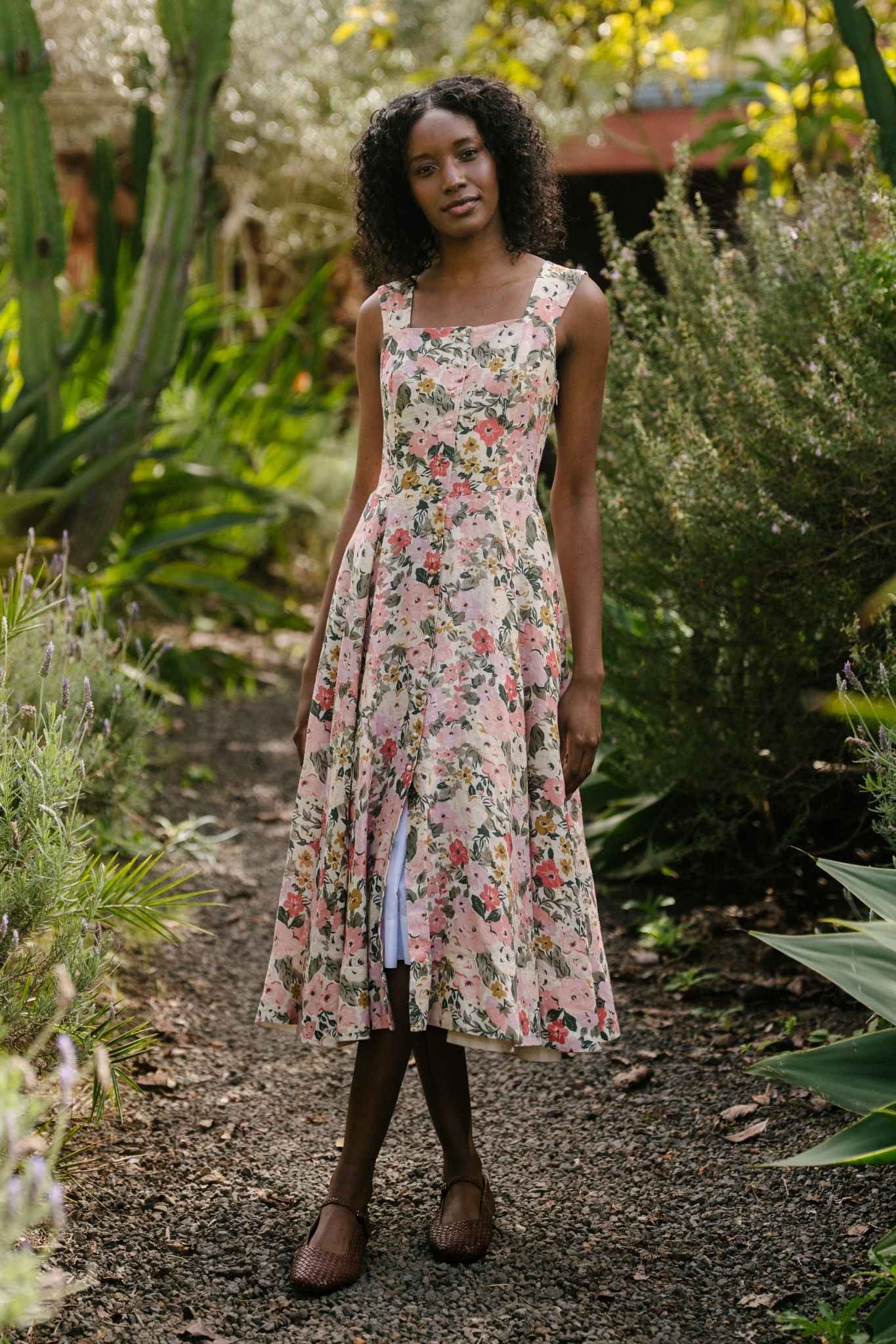 Underhill – Square-Neck Linen Midi Dress - Image 8