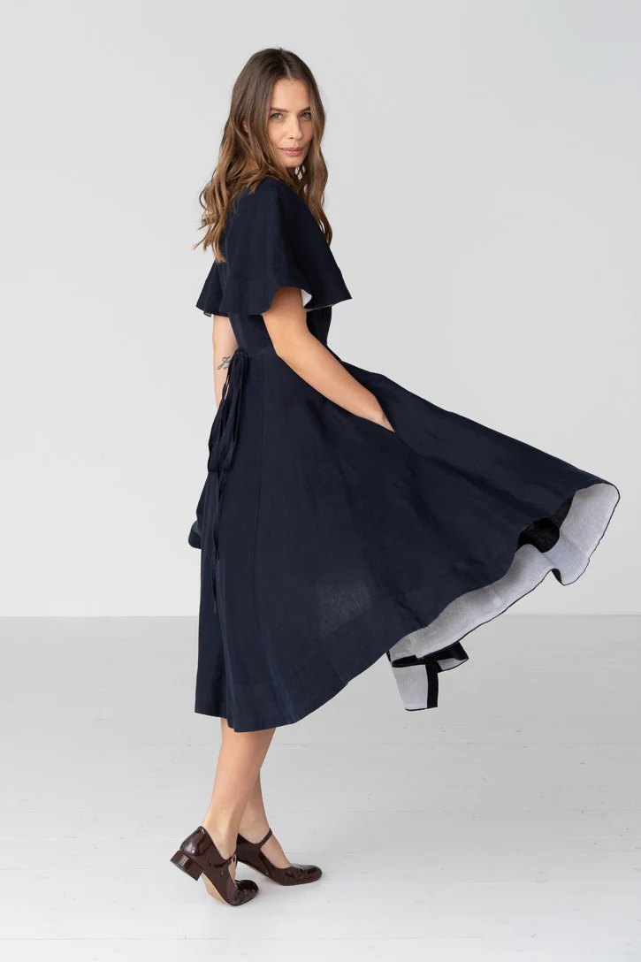 Wrap – Linen Dress with Butterfly Sleeves - Image 29