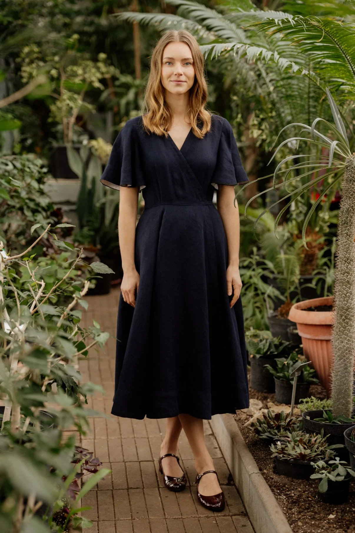 Wrap – Linen Dress with Butterfly Sleeves - Image 25