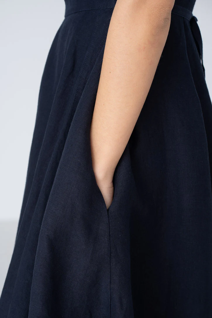 Wrap – Linen Dress with Butterfly Sleeves - Image 28