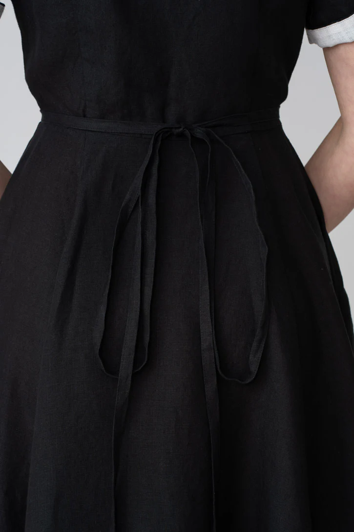 Wrap – Linen Wrap Dress with Short Sleeves - Image 11